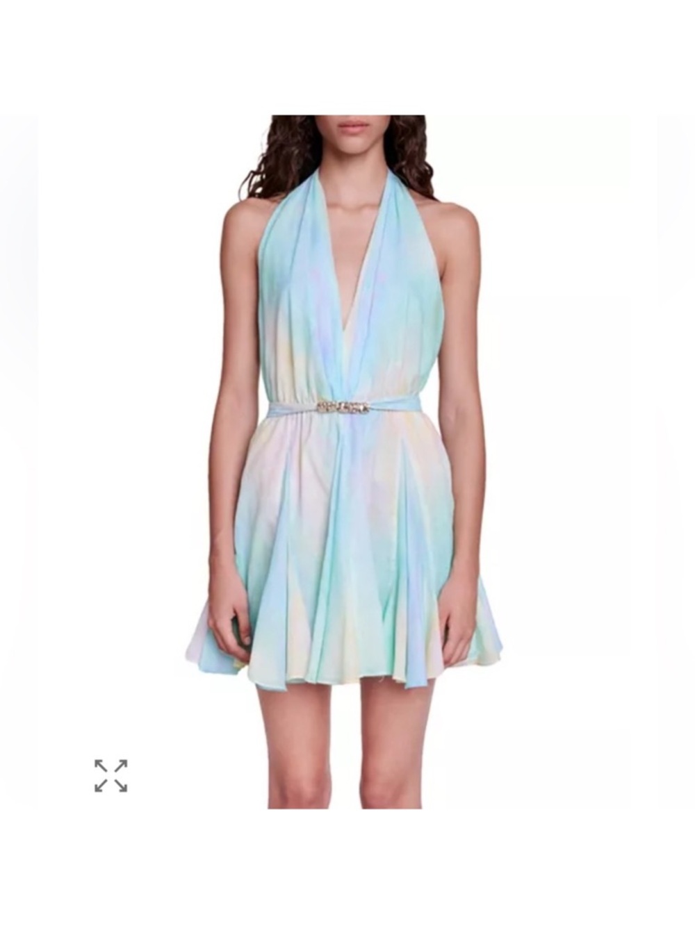 Maje Pastel Halter Tie-Dye Mini Dress - Light Pastels